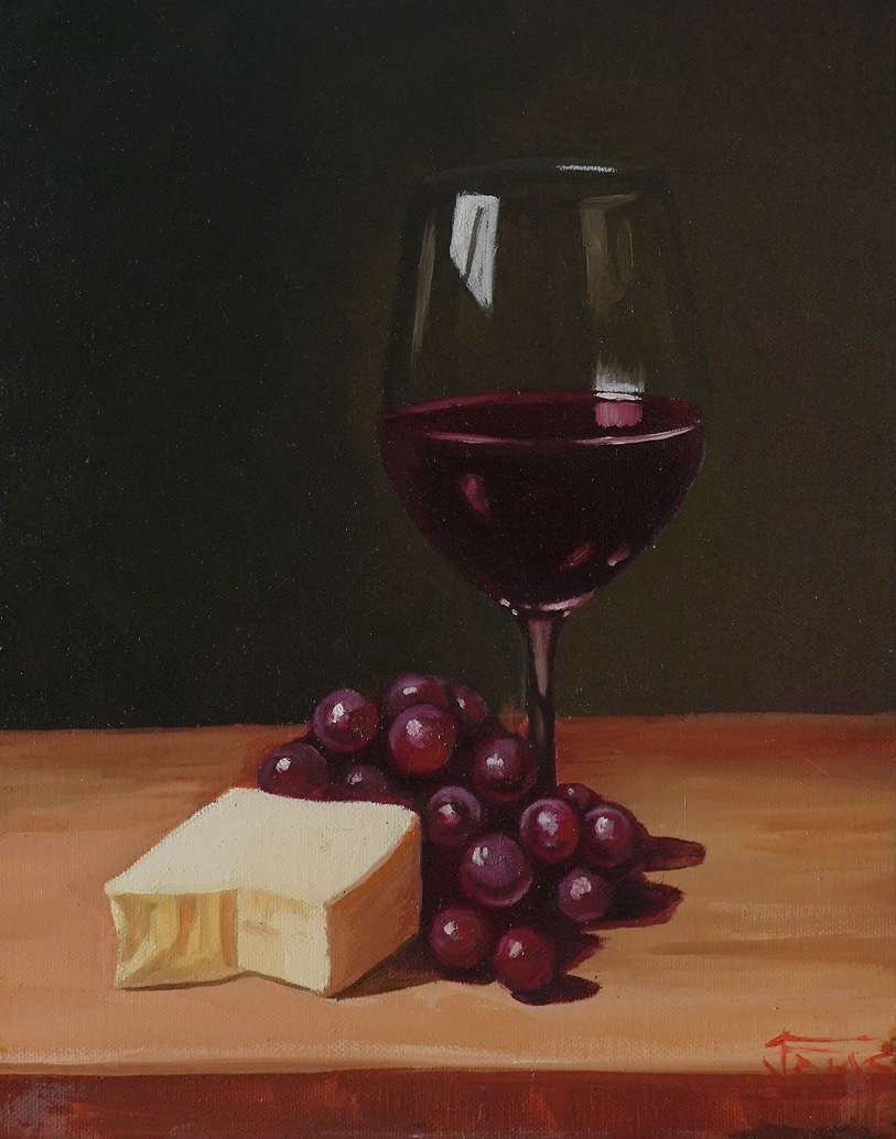 Juano Frías tattoo artist oil painter “Vino, Uvas y Queso” – Fine Art Print (Limited Edition) 1 “Vino, Uvas y Queso” – Fine Art Print (Limited Edition)