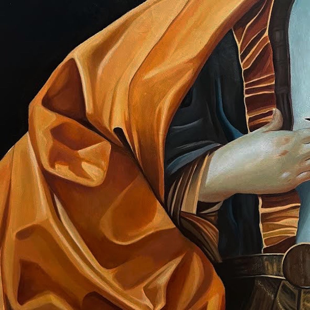 Madonna delle Stelle — detail, mantle and arm